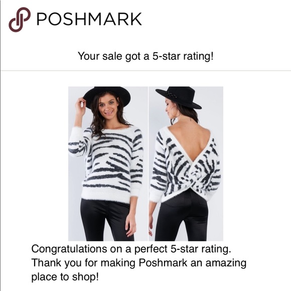 Zebra Open V-Neck Back Roll Knot Chic Sweater - Picture 5 of 8